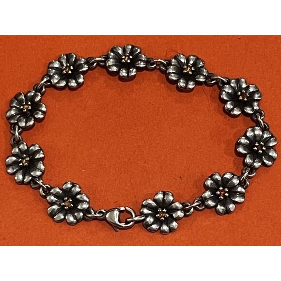 Pre Owned James Avery Retired 14k Gold & Silver April Flower Bracelet HTF 7.5” - Picture 1 of 4
